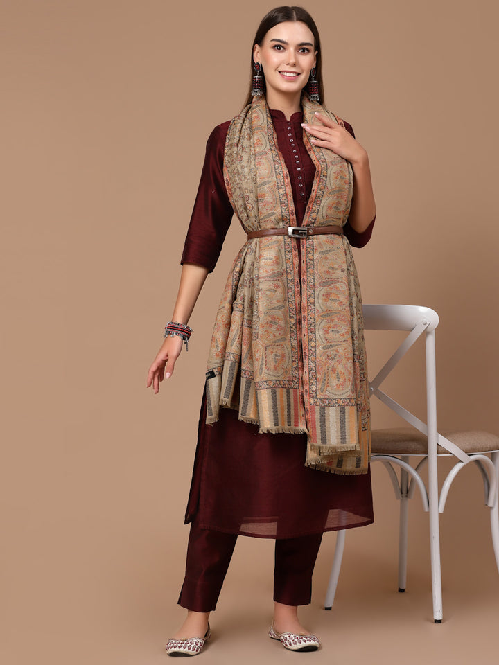 Women's Zari Kani Wool Shawl