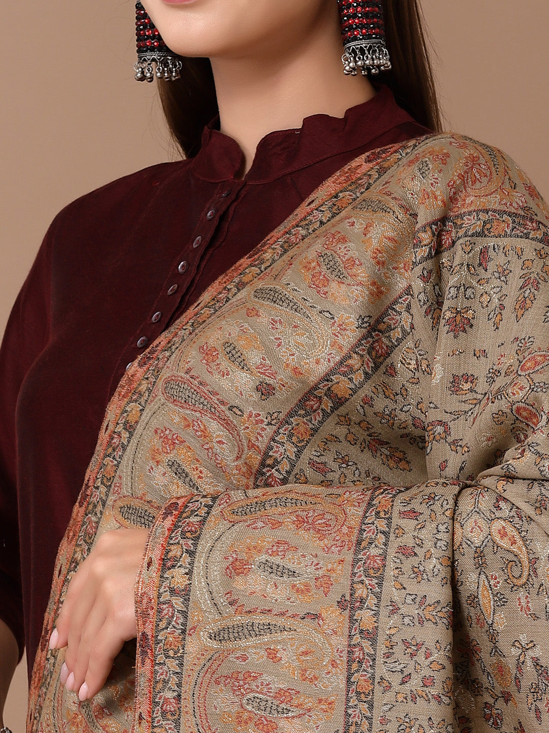 Women's Zari Kani Wool Shawl