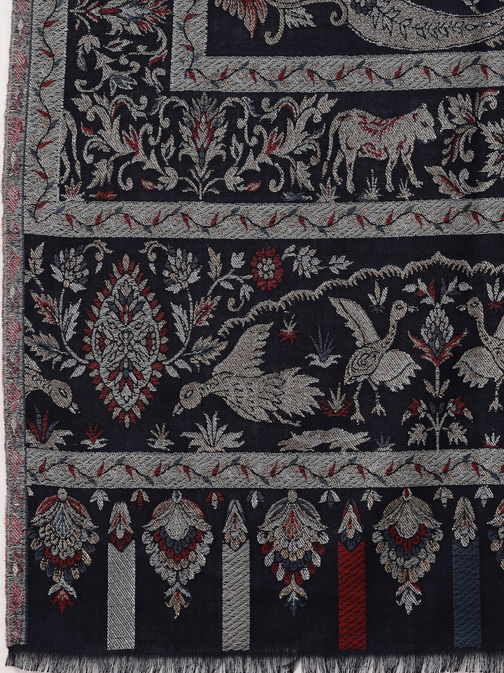 Women's Zari Kani Wool Shawl with Figures