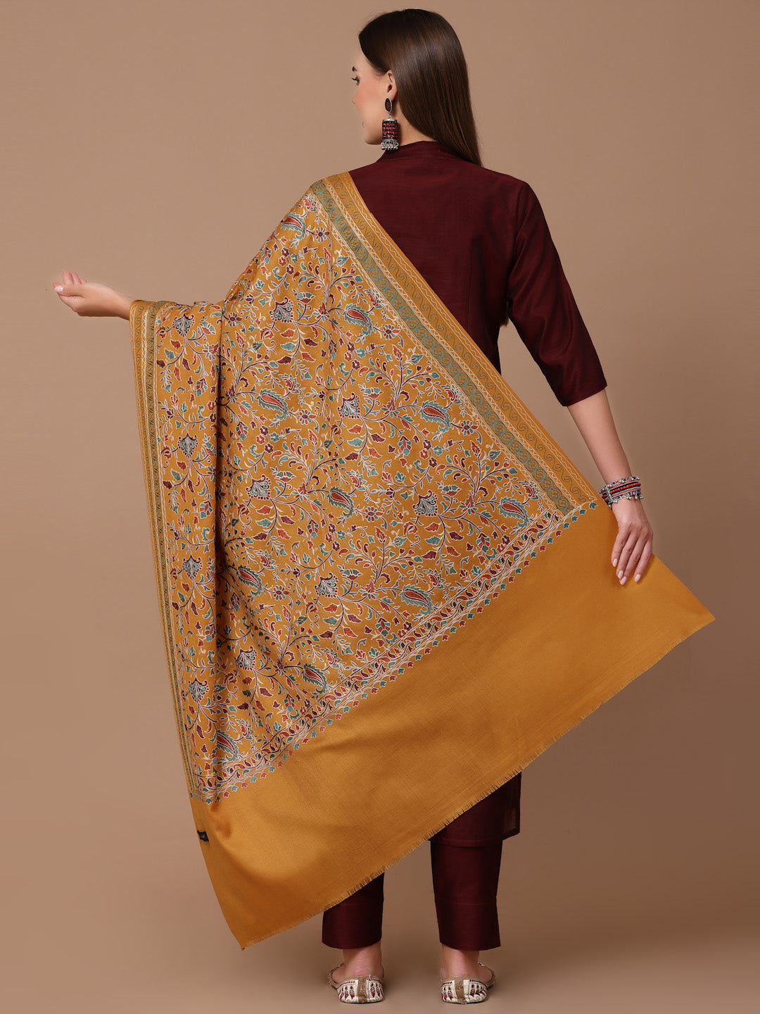 Women's Aari Embroidery Wool Shawl