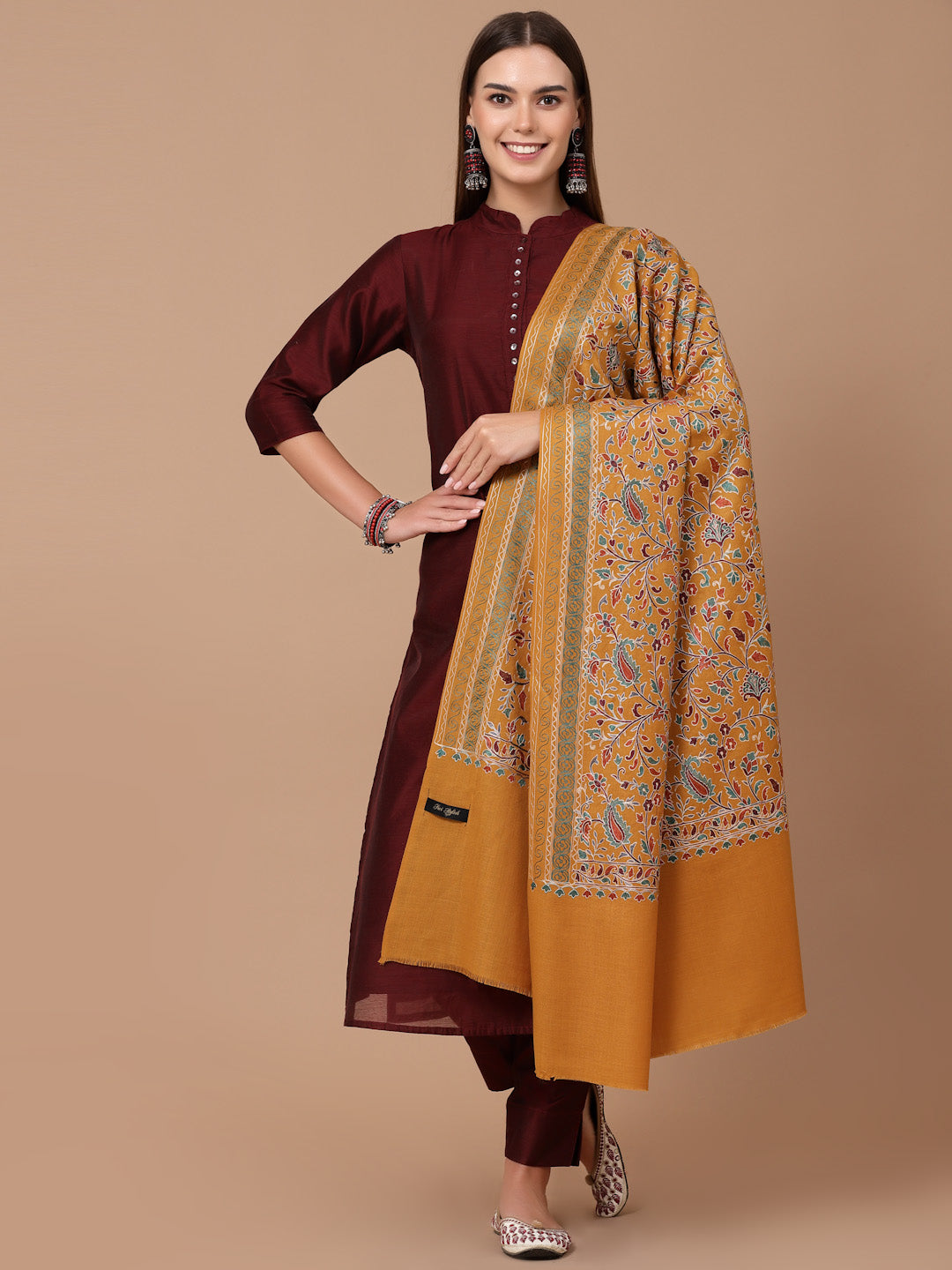 Women's Aari Embroidery Wool Shawl