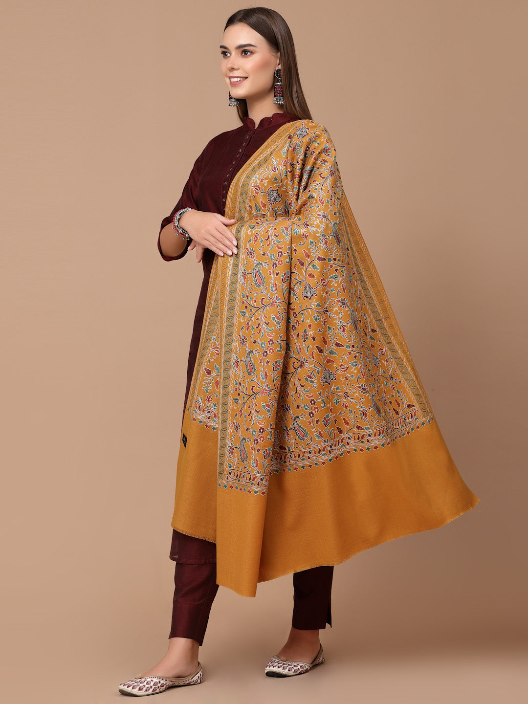 Women's Aari Embroidery Wool Shawl