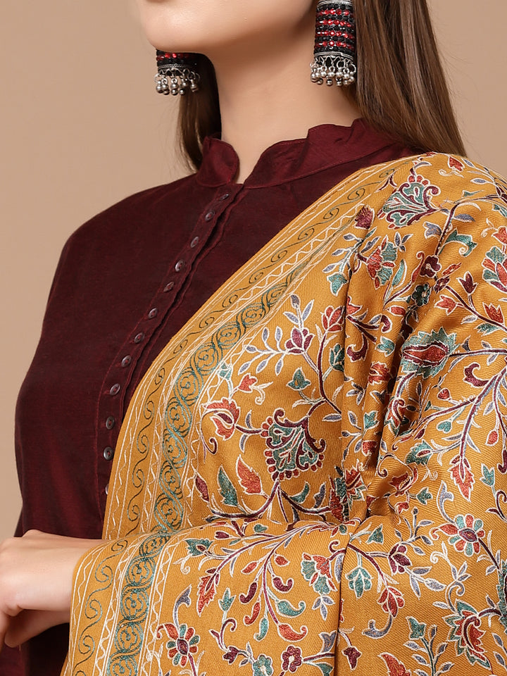 Women's Aari Embroidery Wool Shawl