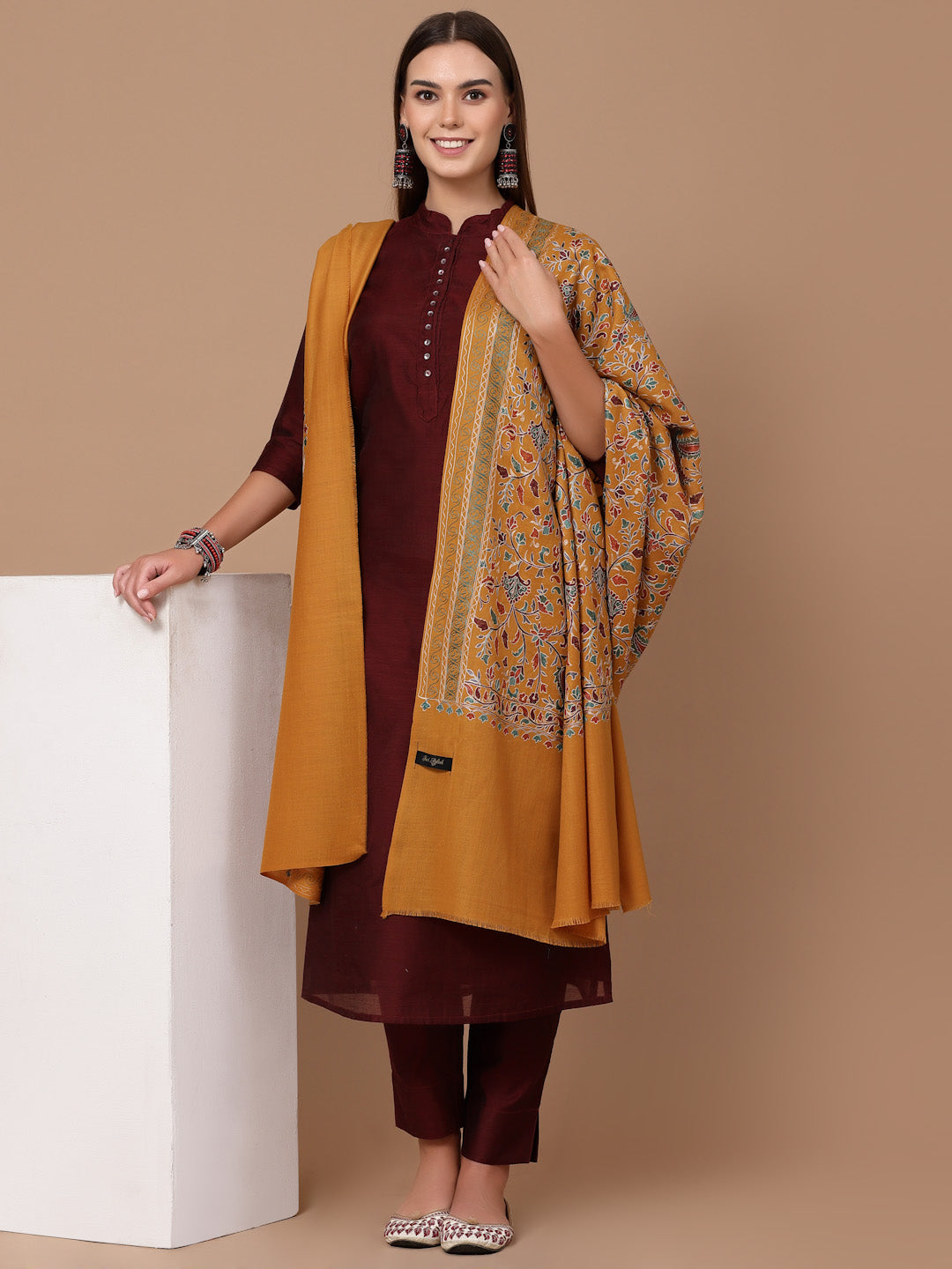 Women's Aari Embroidery Wool Shawl
