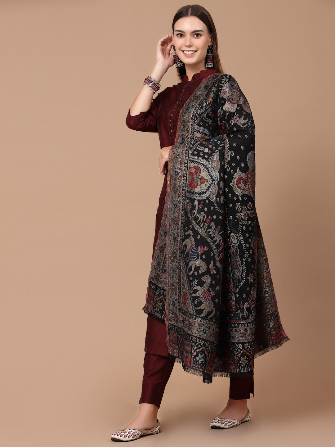 Women's Zari Kani Wool Shawl