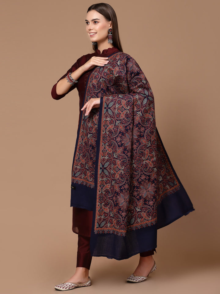 Women's Aari Embroidery Pure Wool Shawl with Sequence