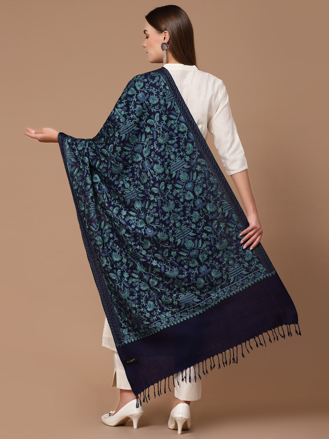 Women's Aari Embroidered Wool Stole