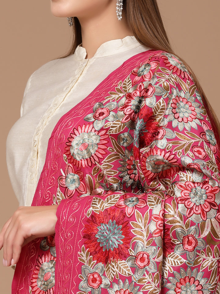 Women's Aari Embroidery Wool Shawl