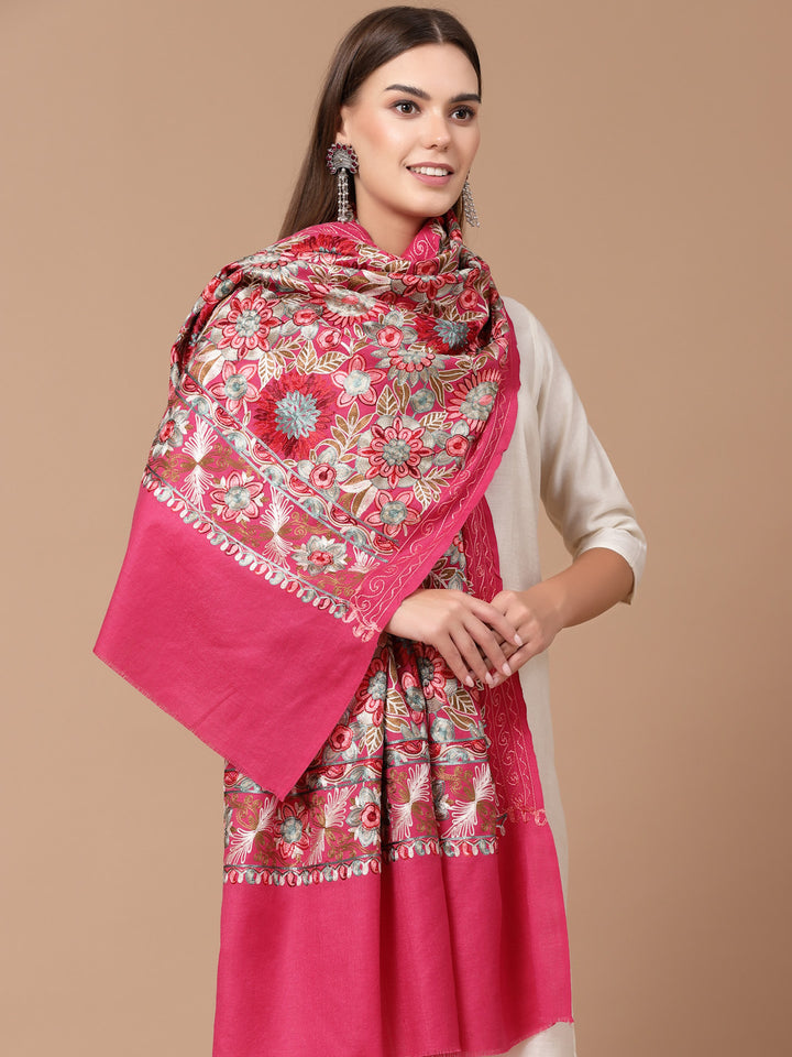 Women's Aari Embroidery Wool Shawl