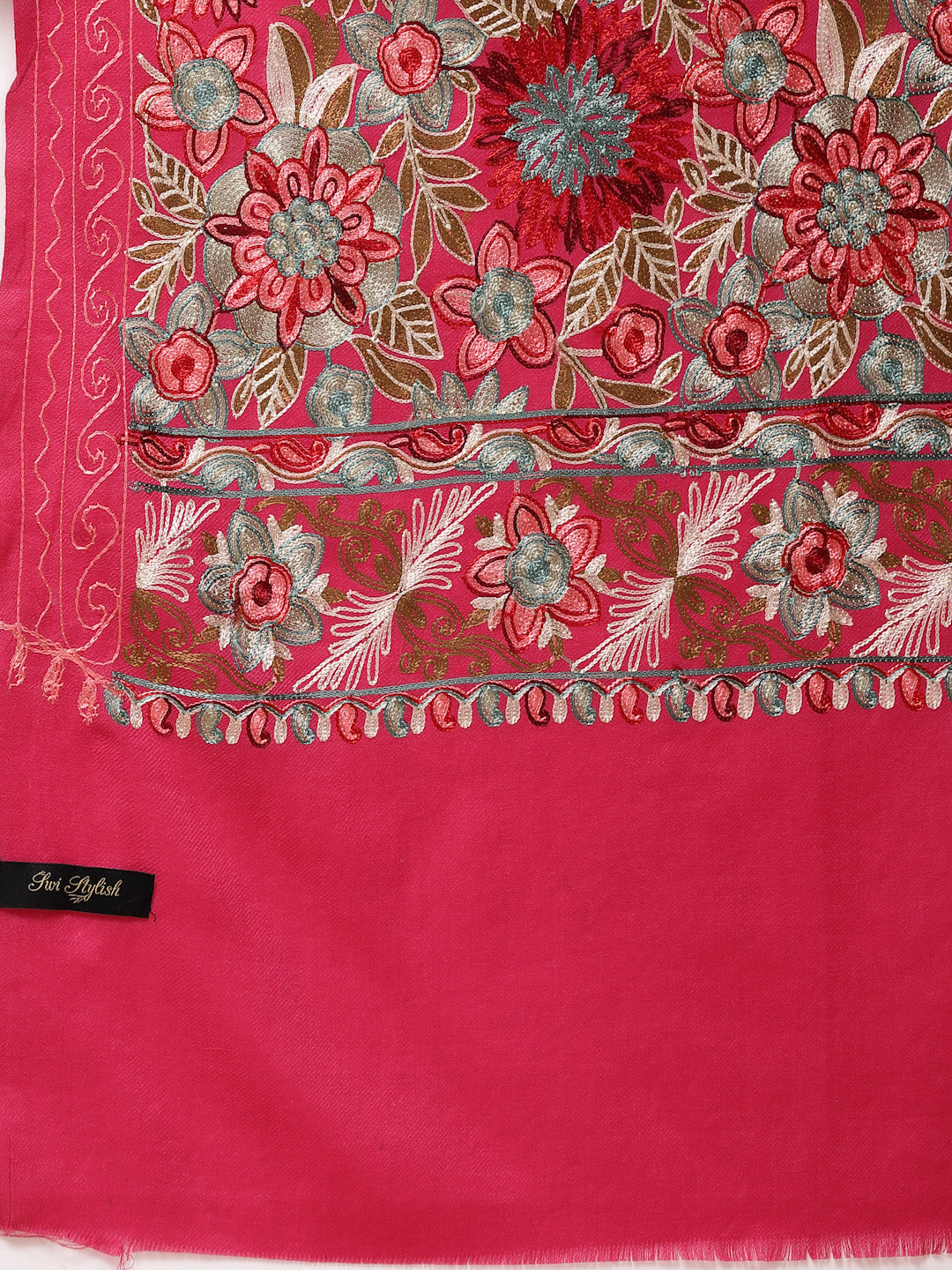 Women's Aari Embroidery Wool Shawl