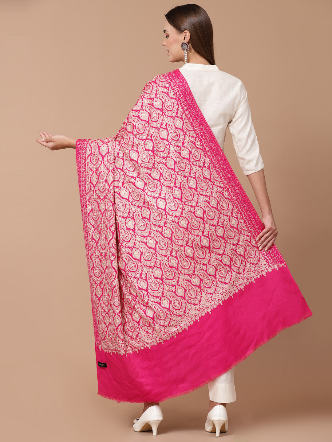 Women's Aari Embroidery Wool Shawl