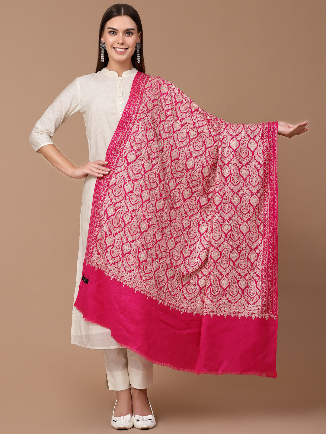 Women's Aari Embroidery Wool Shawl