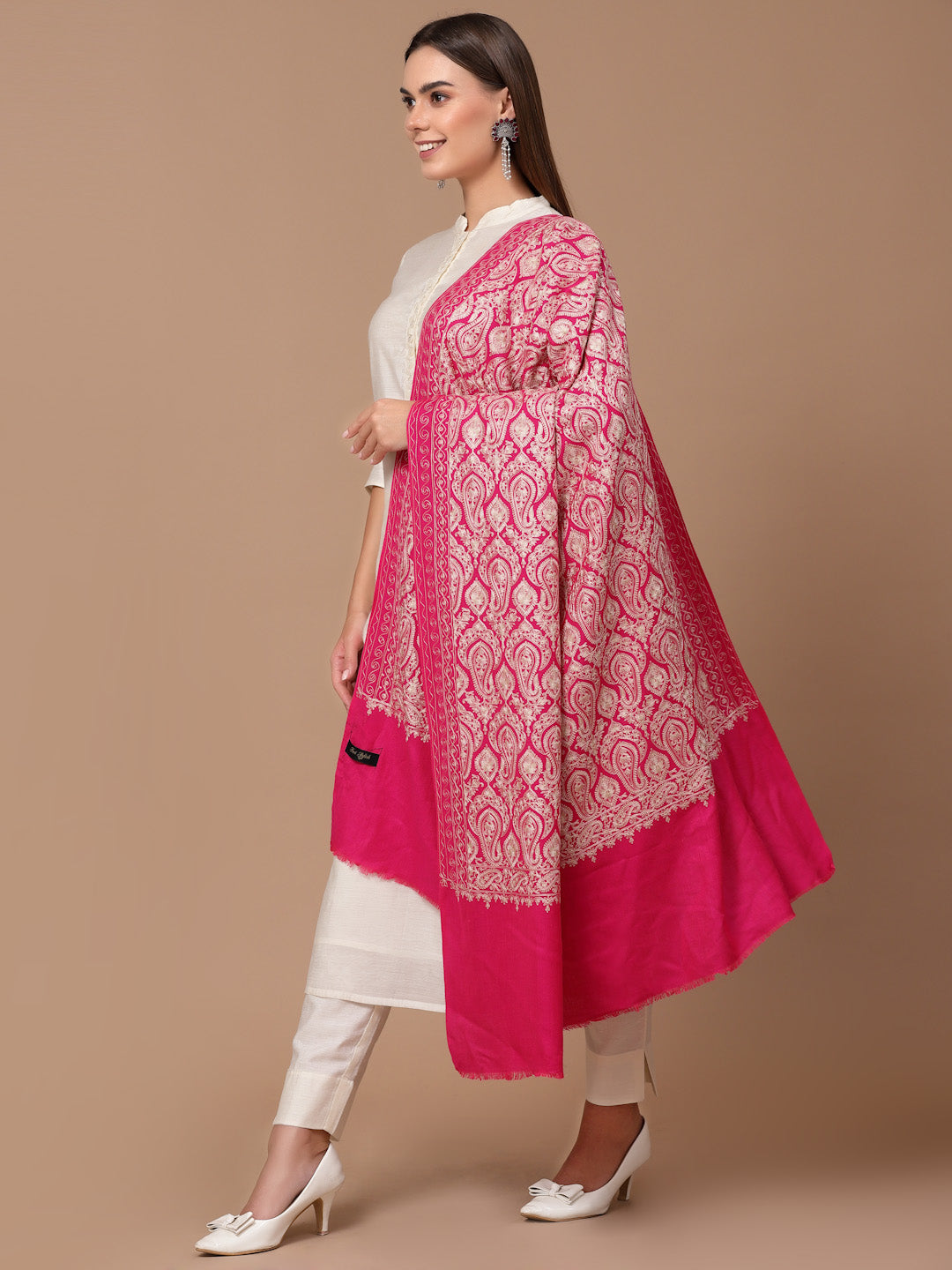 Women's Aari Embroidery Wool Shawl