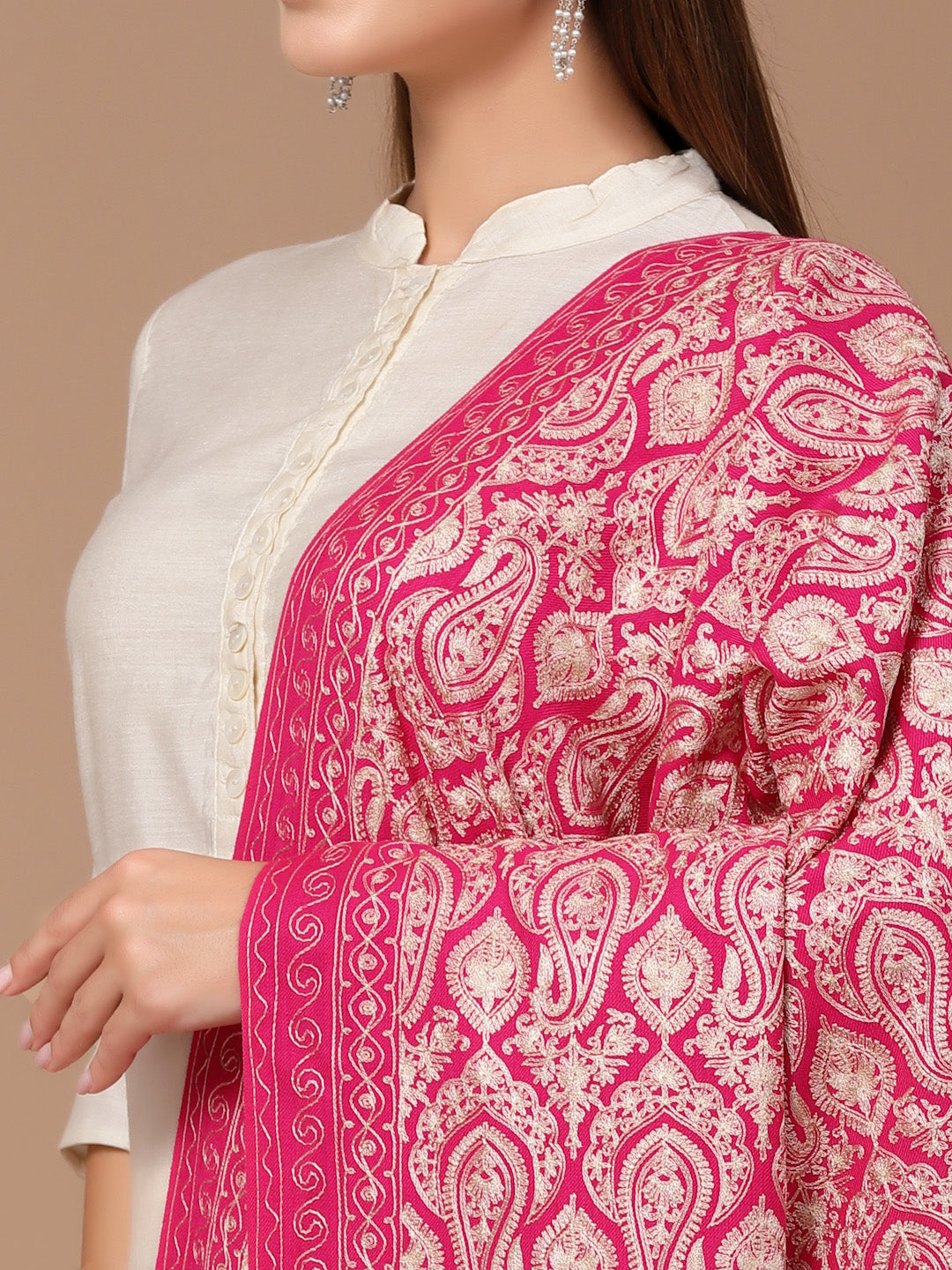 Women's Aari Embroidery Wool Shawl