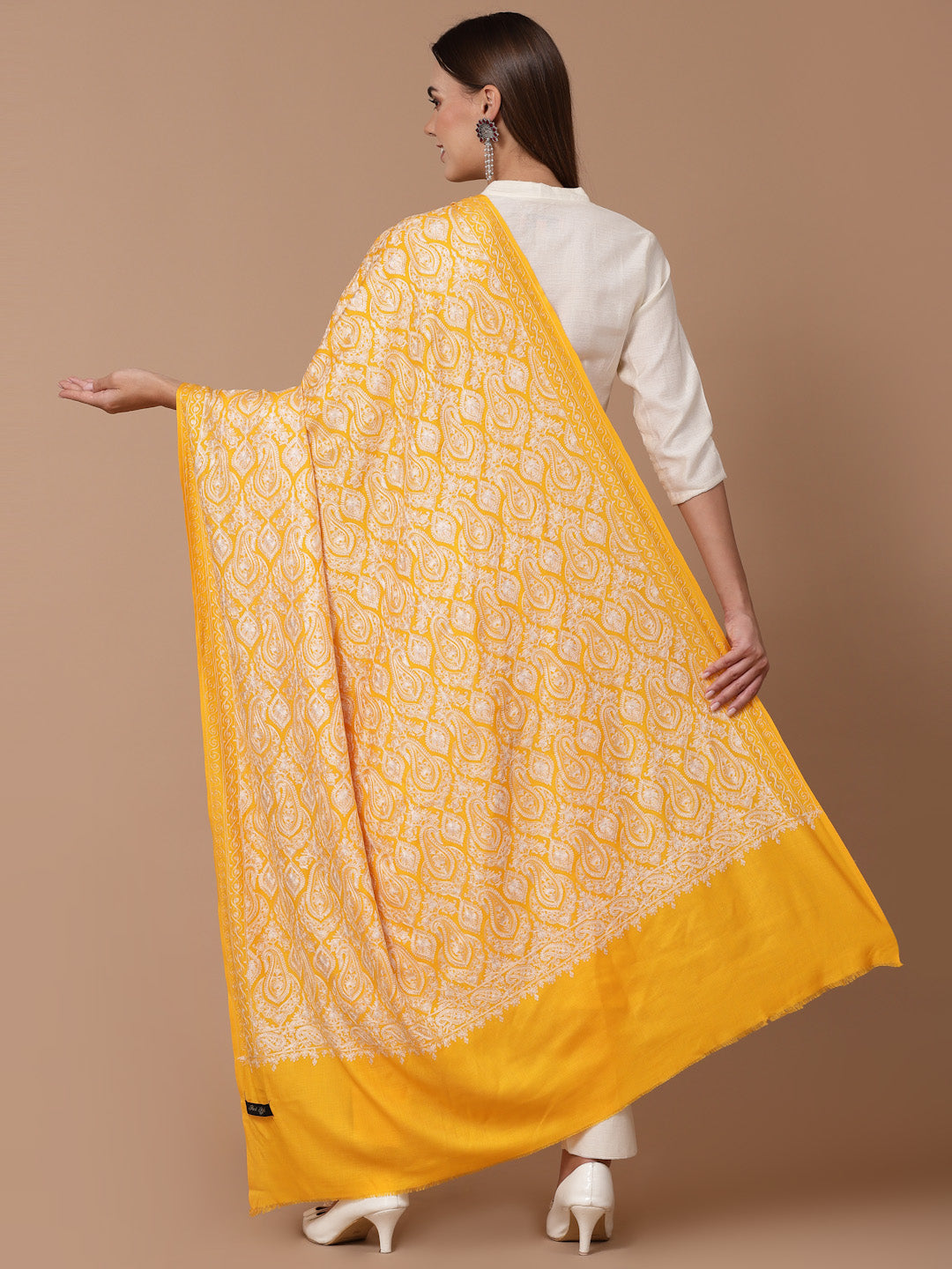 Women's Aari Embroidery Wool Shawl