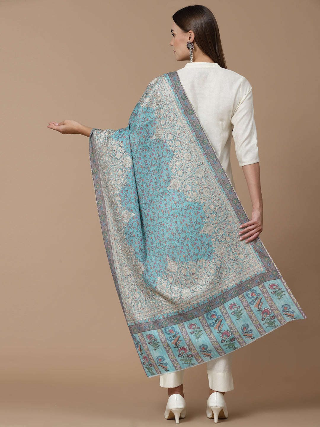 Women's Printed Aari Embroidered Stole