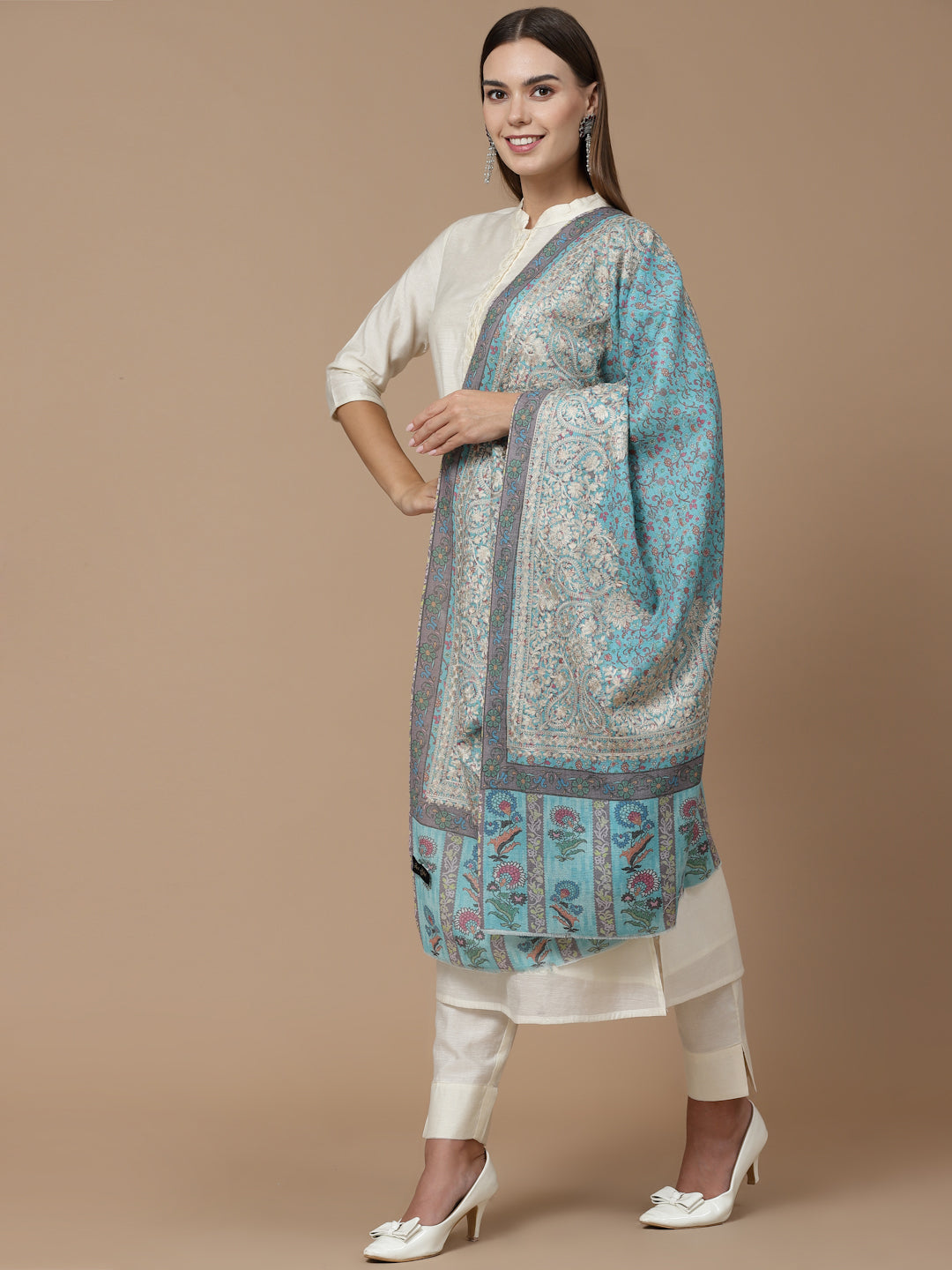 Women's Printed Aari Embroidered Stole