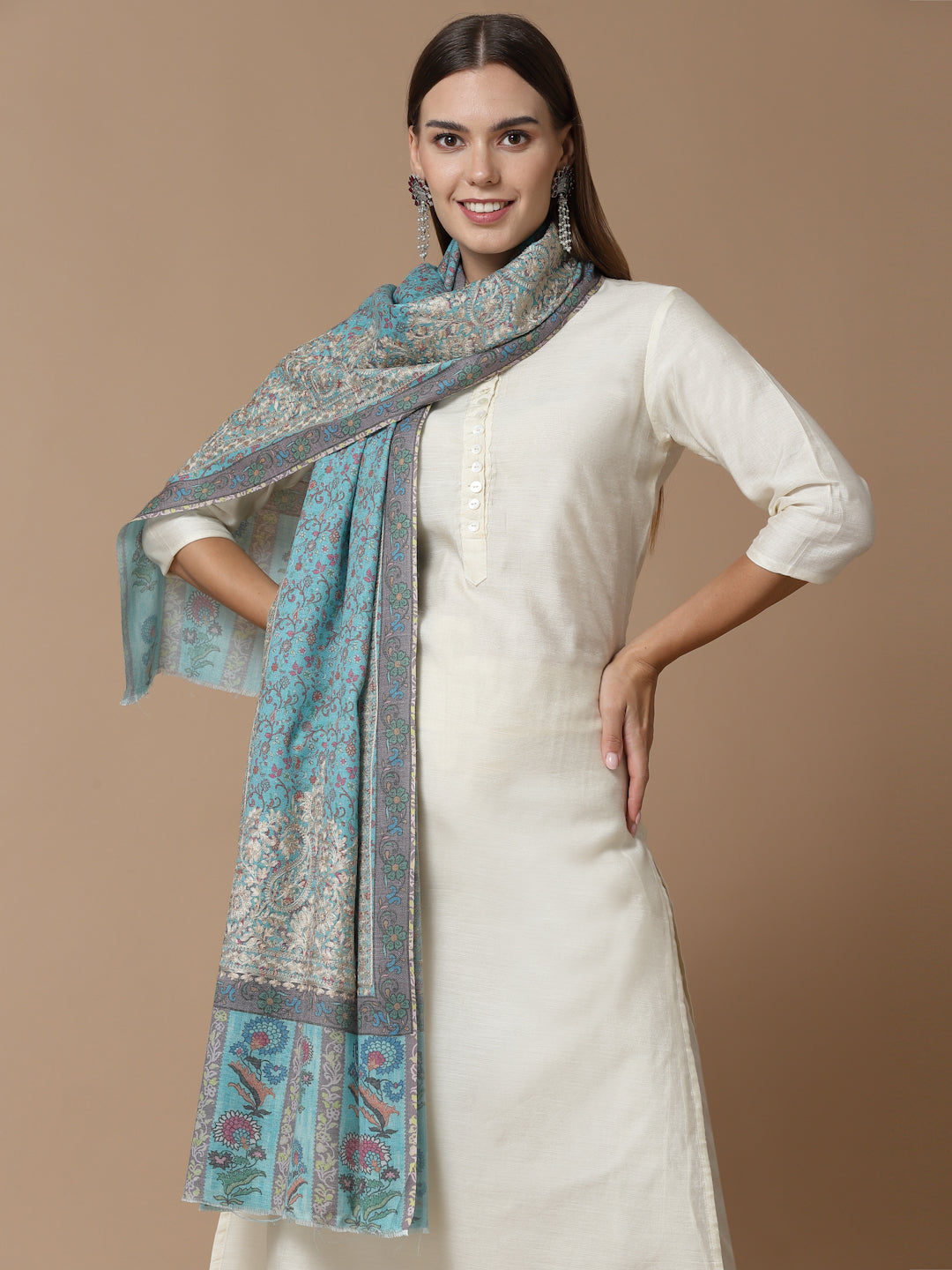 Women's Printed Aari Embroidered Stole