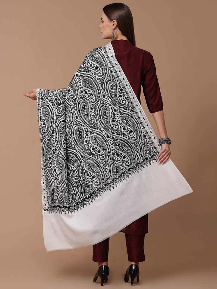Women's Aari Embroidered Wool Shawl