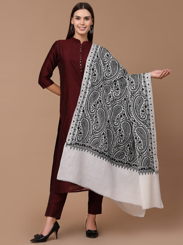 Women's Aari Embroidered Wool Shawl