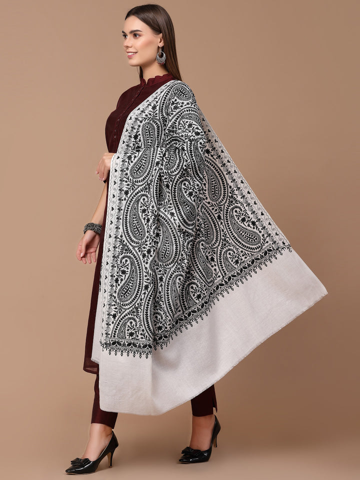 Women's Aari Embroidered Wool Shawl