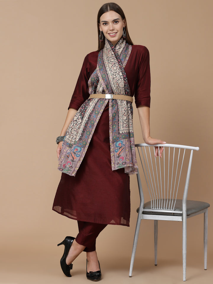 Women's Printed Aari Embroidered Stole