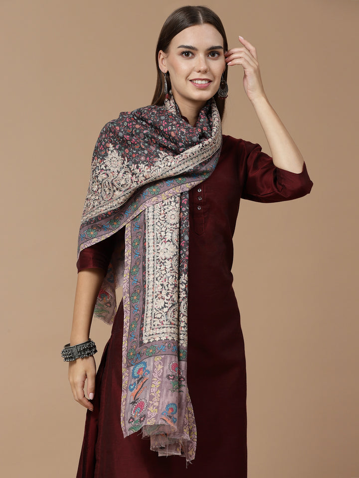 Women's Printed Aari Embroidered Stole
