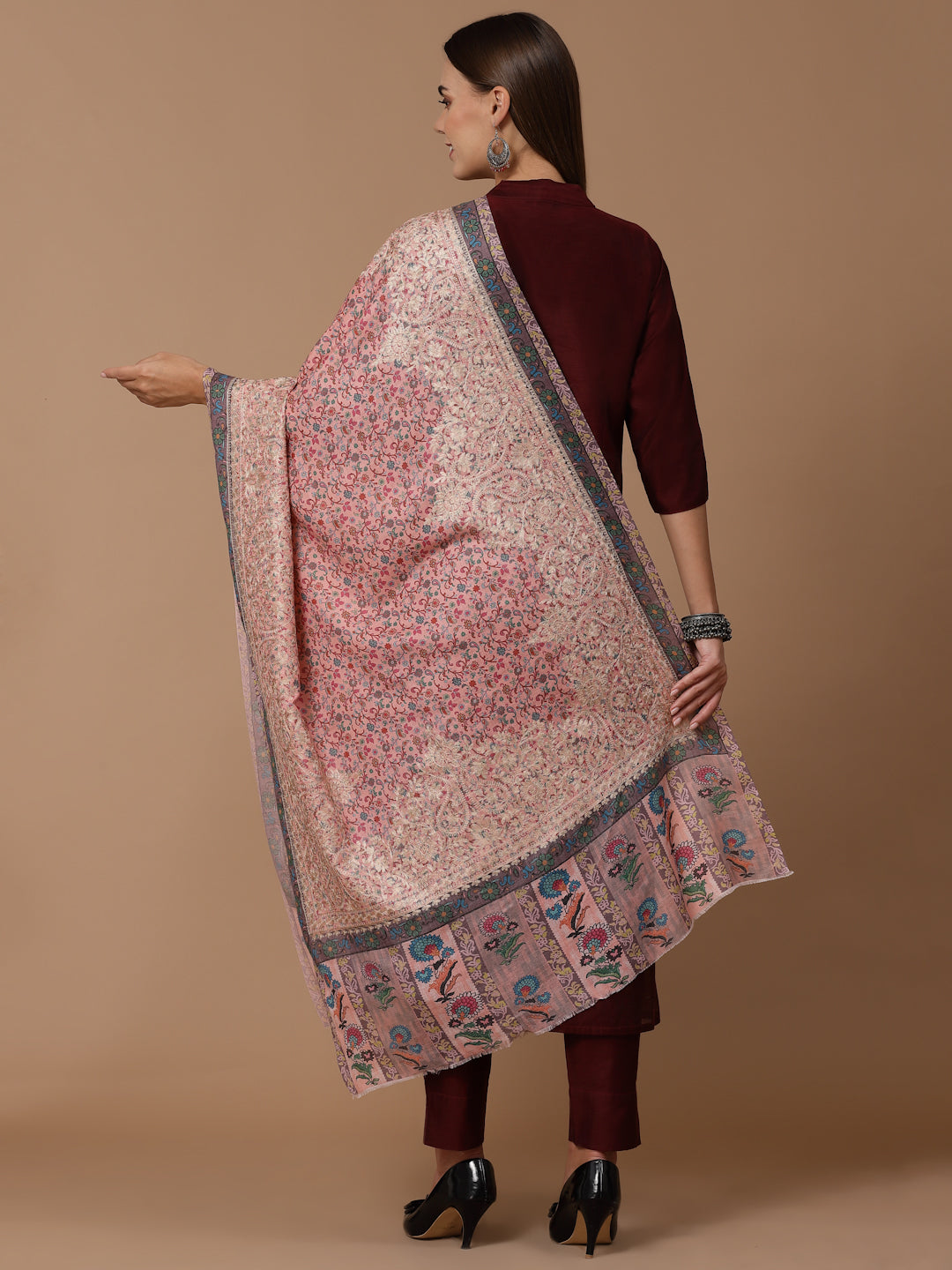 Women's Printed Aari Embroidered Stole