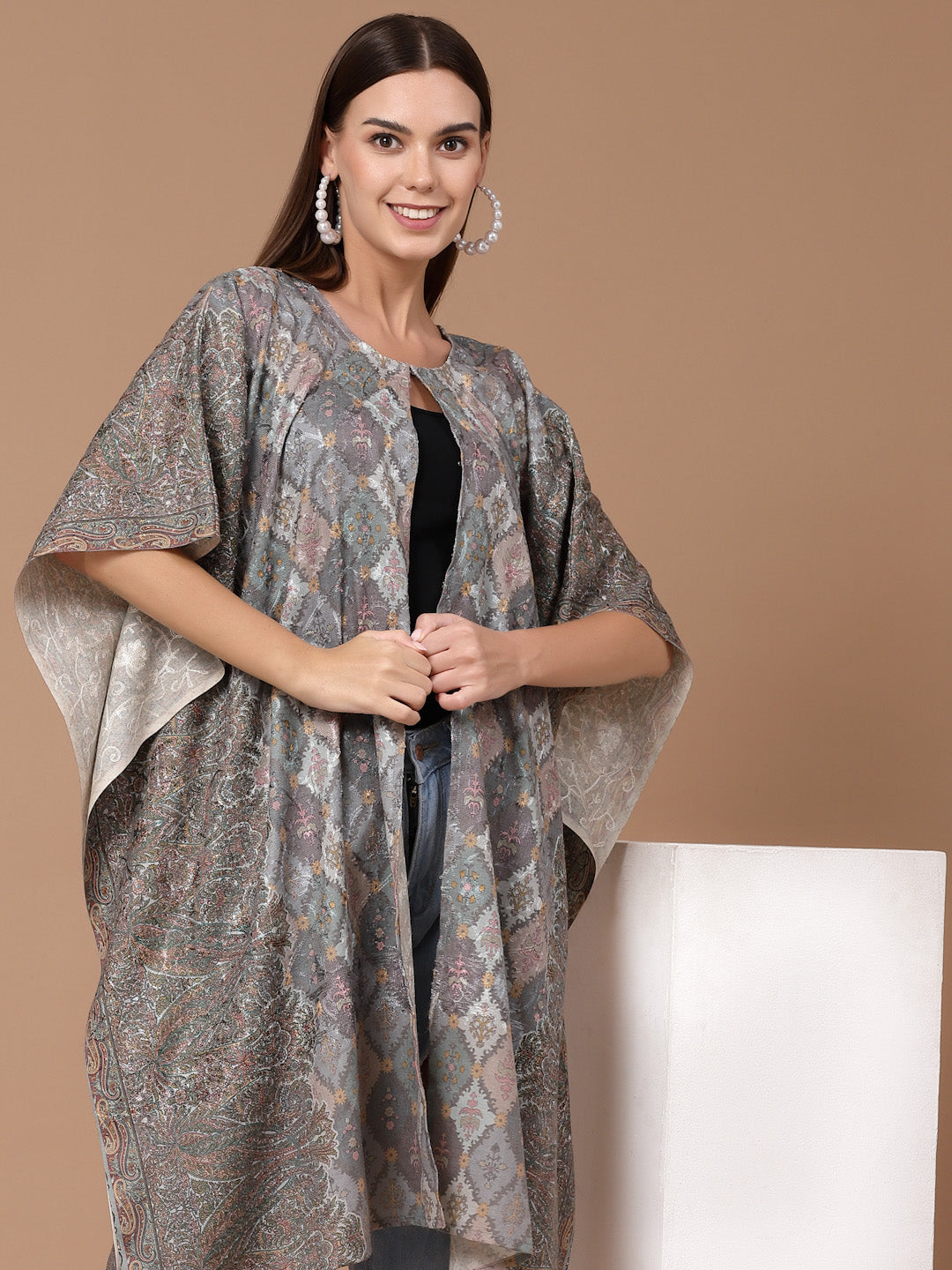 Women's Printed Embroidered Kaftan(Pheran)