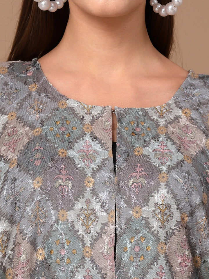 Women's Printed Embroidered Kaftan(Pheran)