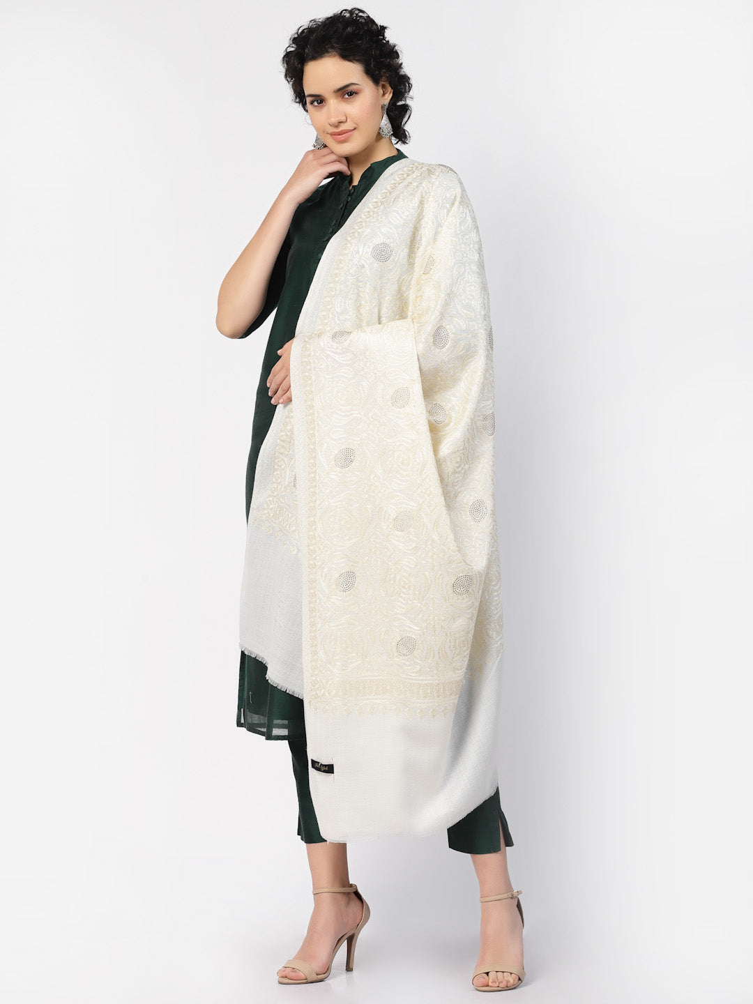 Women's Aari Embroidery Wool Shawl