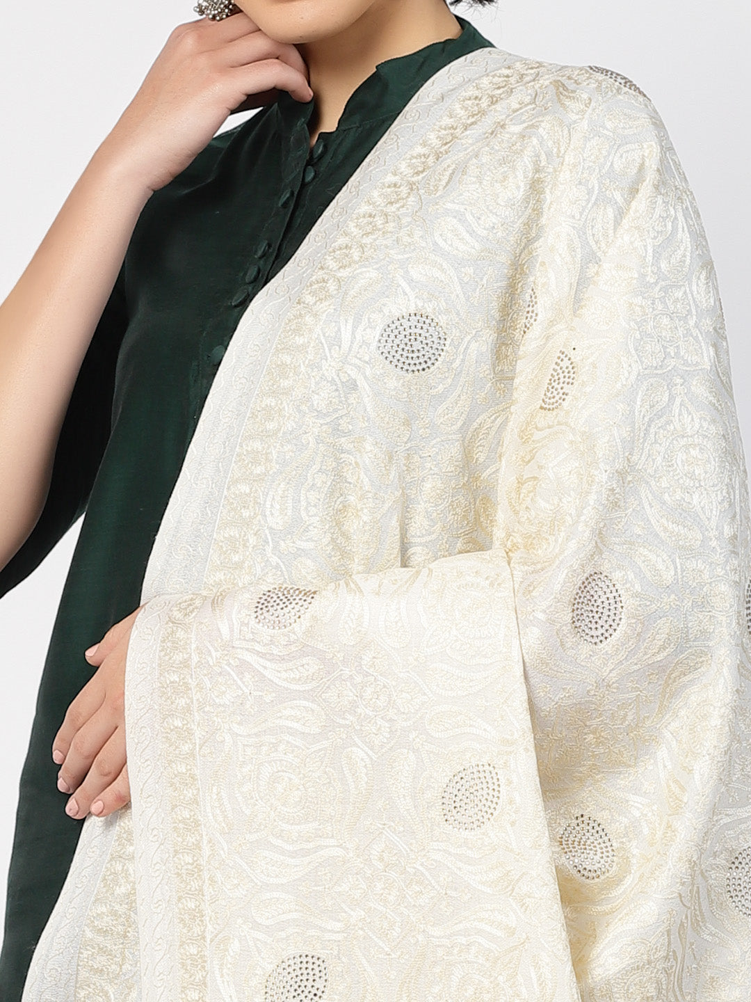 Women's Aari Embroidery Wool Shawl