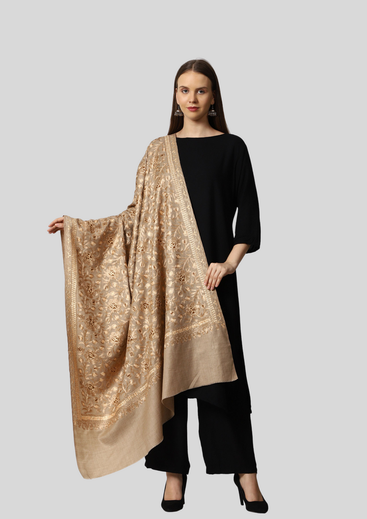 Women's Aari Embroidered Wool Shawl