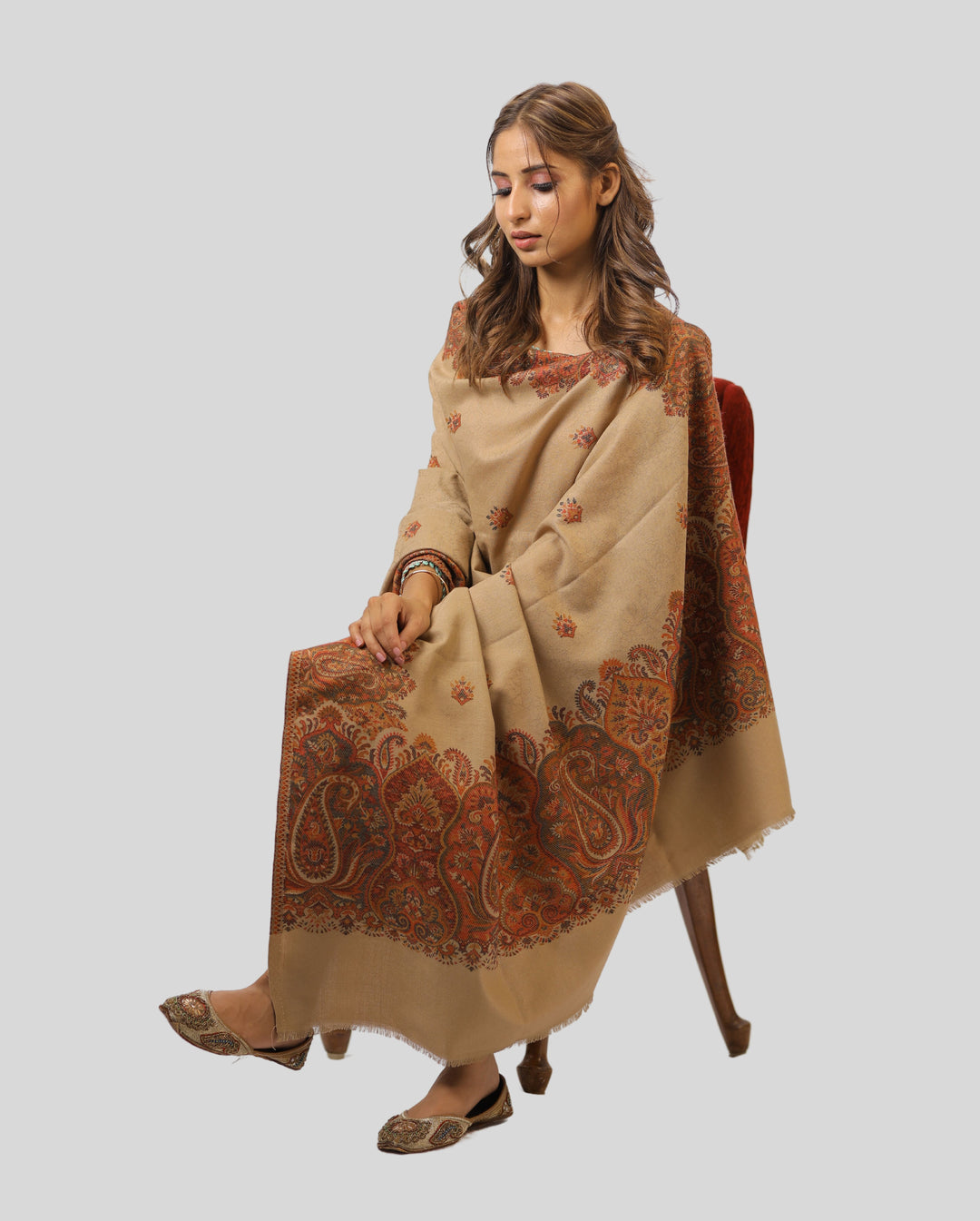 Women's Jamawar Wool Shawl
