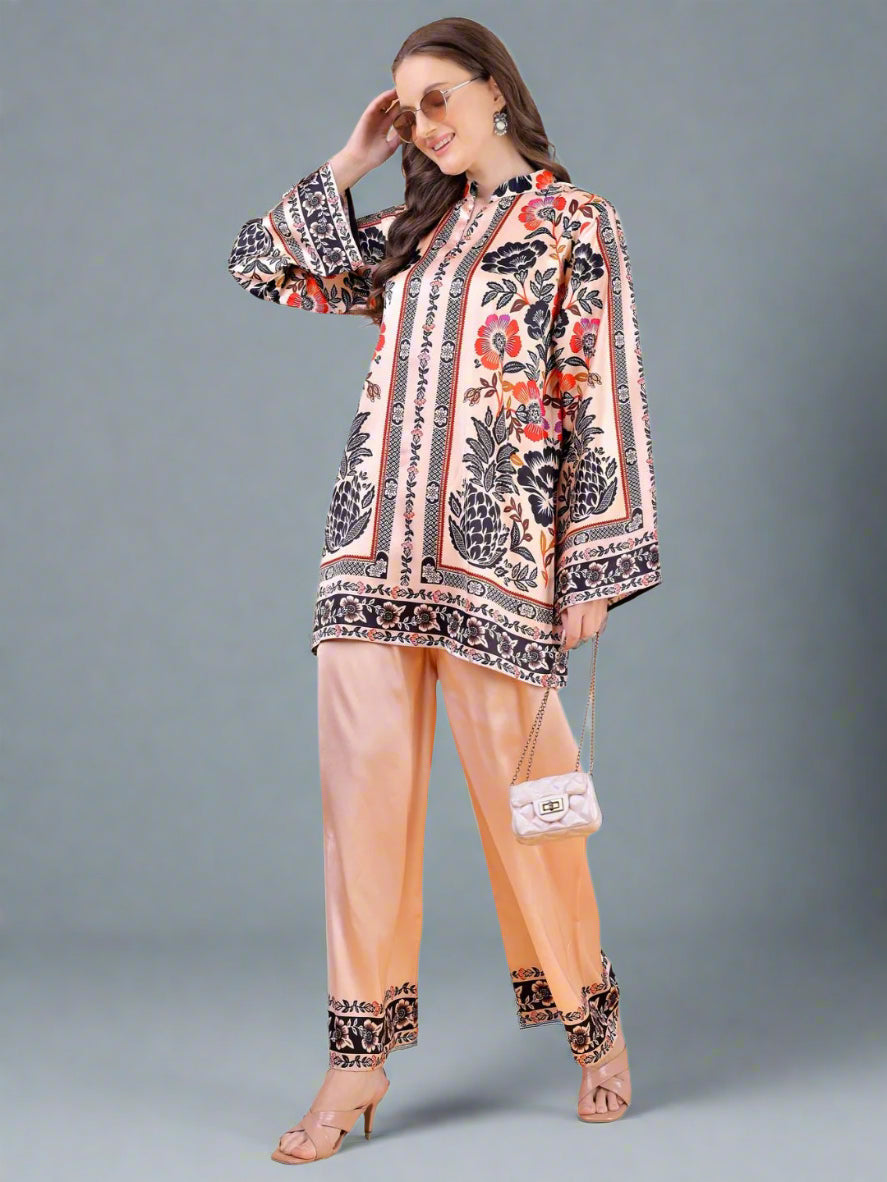 Women's Floral Printed Co-Ord Set – Kurta and Trousers