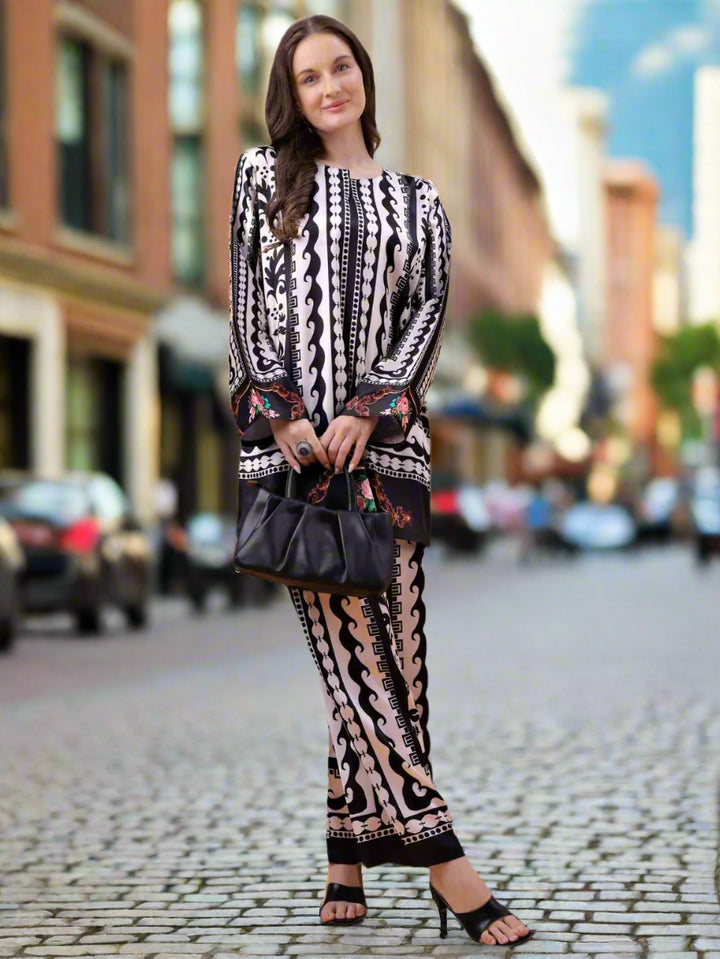 Women's Floral Printed Co-Ord Set – Kurta and Trousers