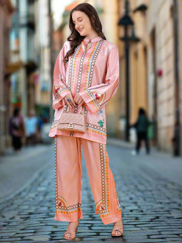 Women's Floral Printed Co-Ord Set – Kurta and Trousers