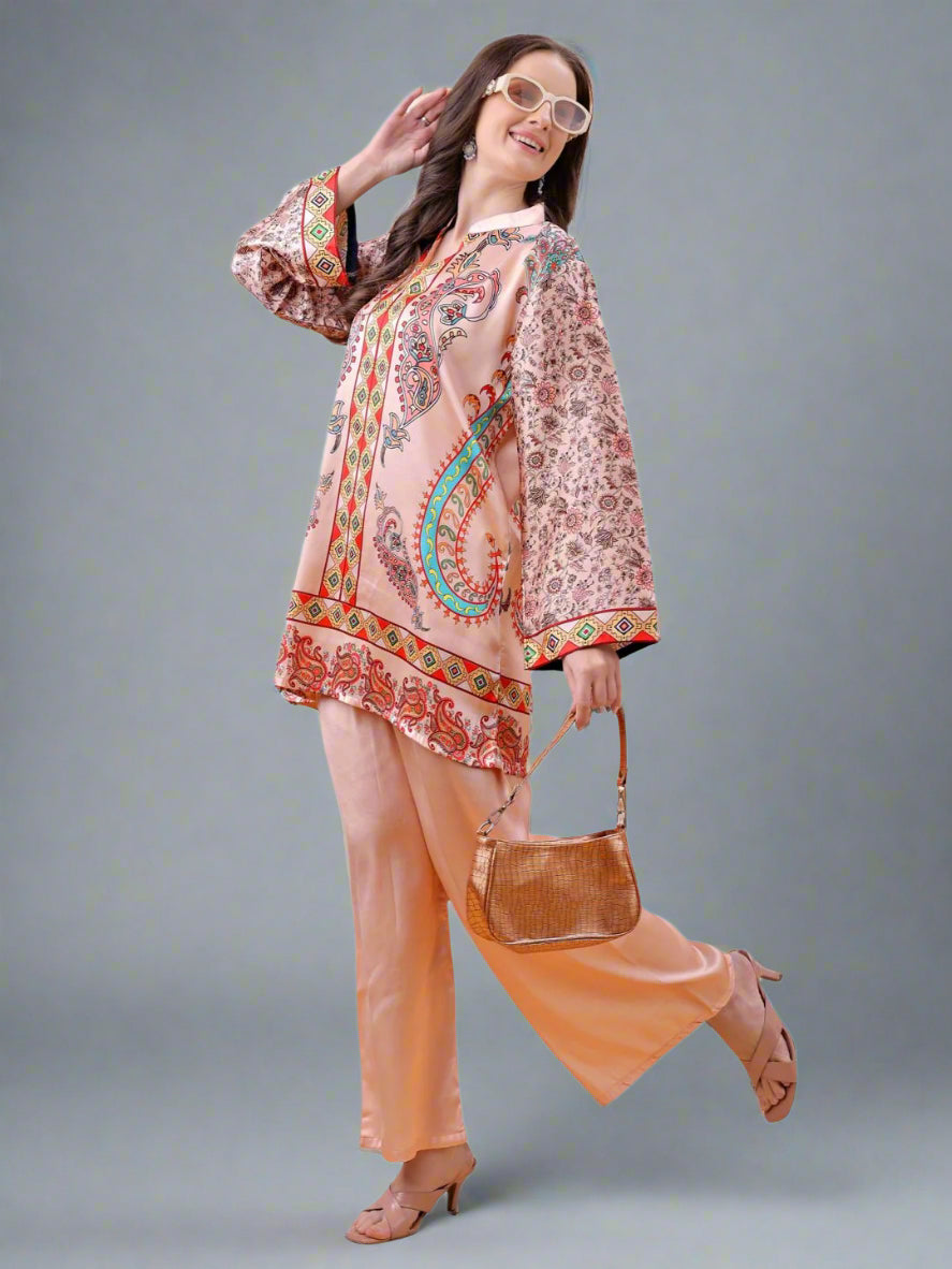 Women's Floral Printed Co-Ord Set – Kurta and Trousers