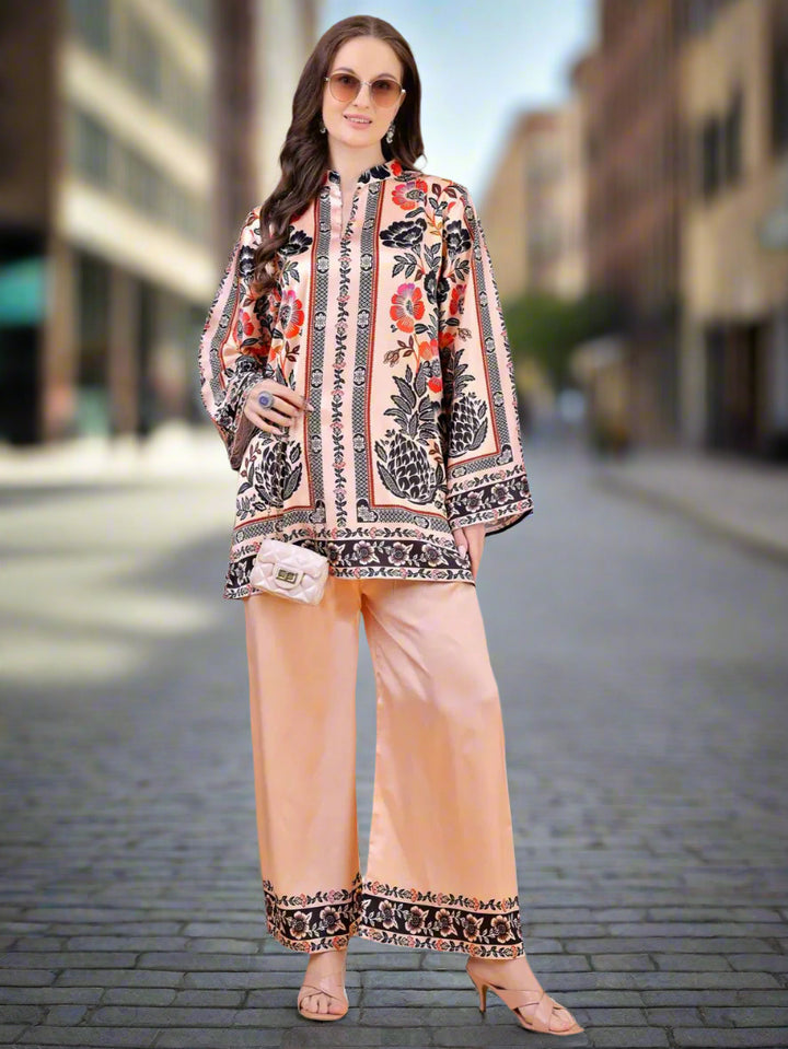 Women's Floral Printed Co-Ord Set – Kurta and Trousers
