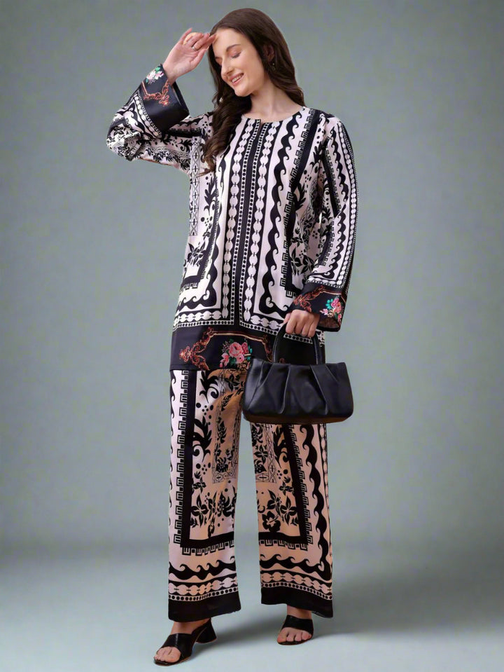 Women's Floral Printed Co-Ord Set – Kurta and Trousers