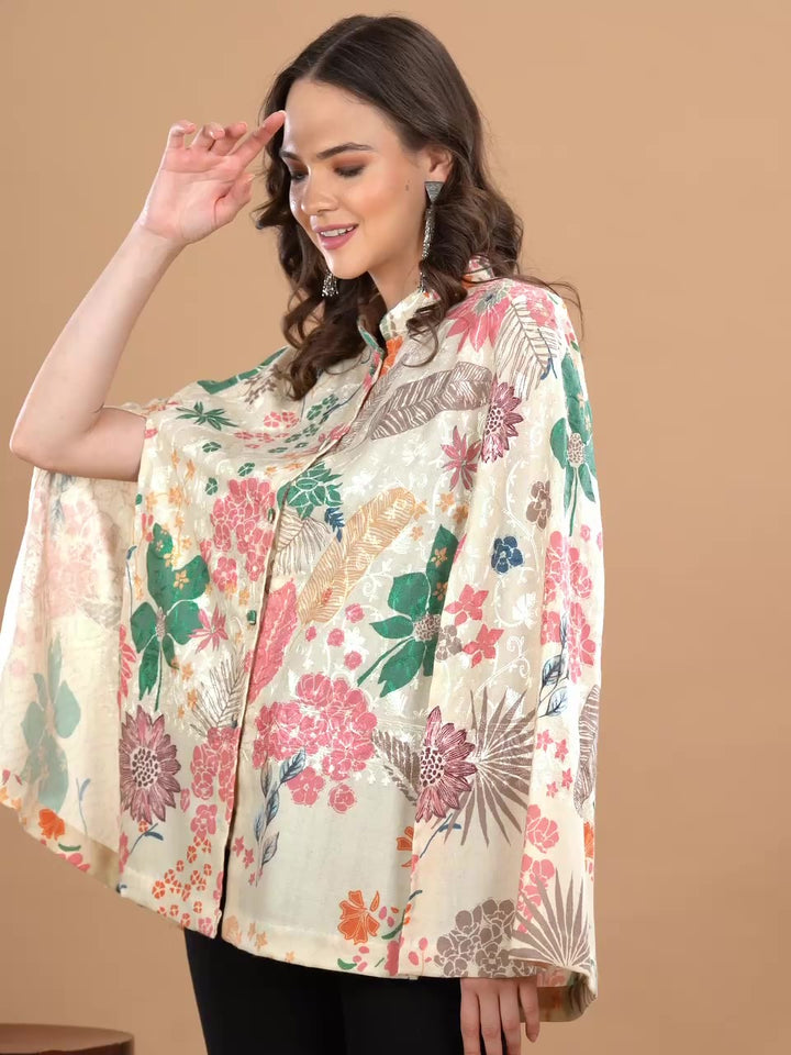 Women's Floral Printed Embroidered Kaftan