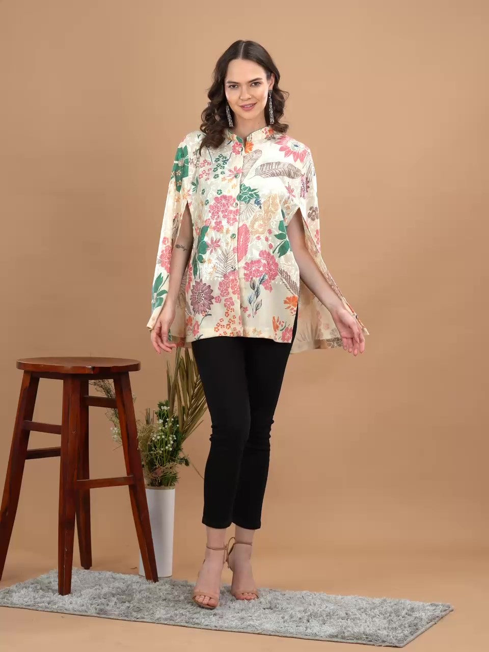 Women's Floral Printed Embroidered Kaftan