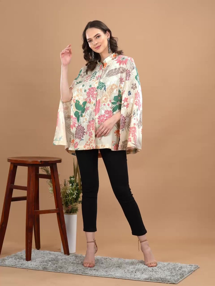 Women's Floral Printed Embroidered Kaftan