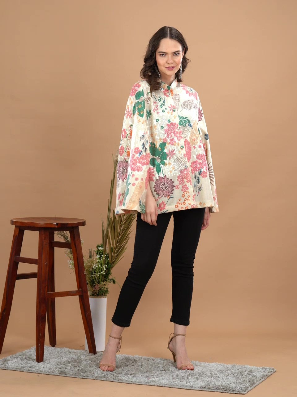 Women's Floral Printed Embroidered Kaftan
