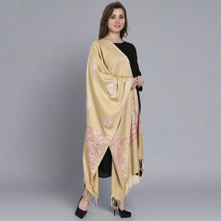 Women's Aari Embroidered Wool Stole