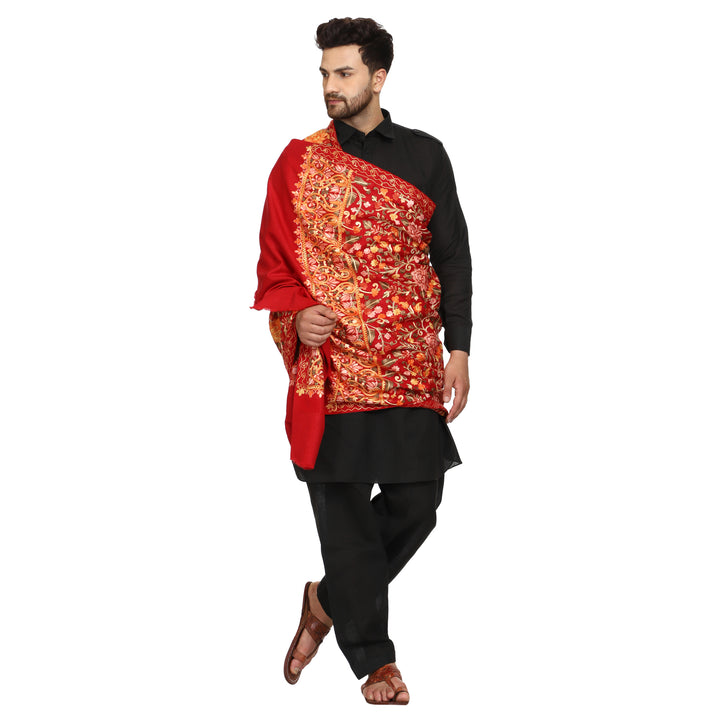 Men's Aari Embroidered Wool Shawl