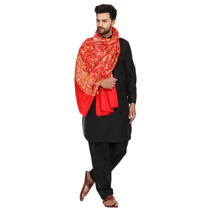 Men's Aari Embroidered Wool Shawl