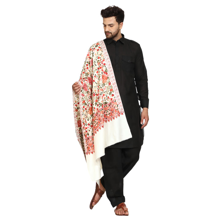 Men's Aari Embroidered Wool Shawl