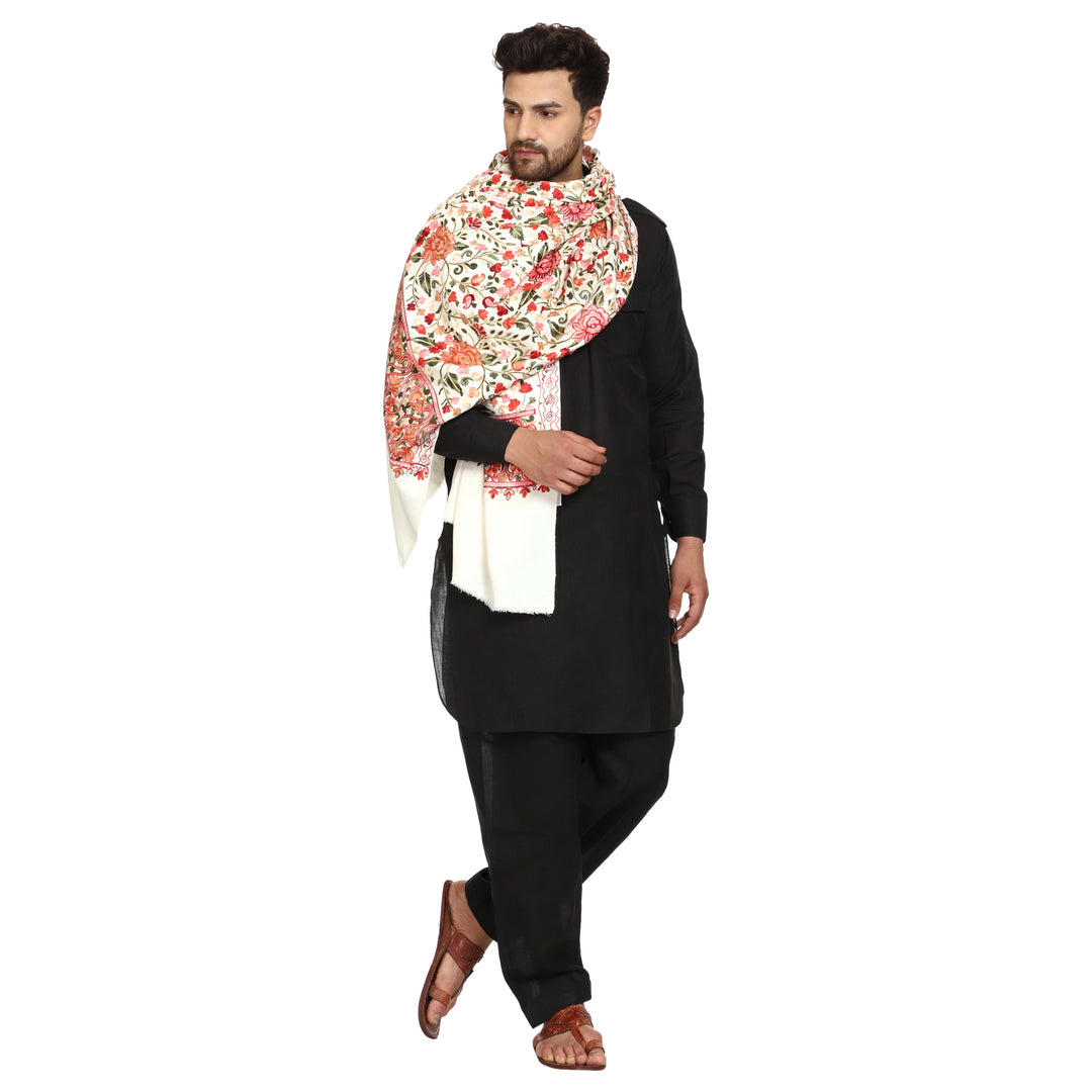 Men's Aari Embroidered Wool Shawl
