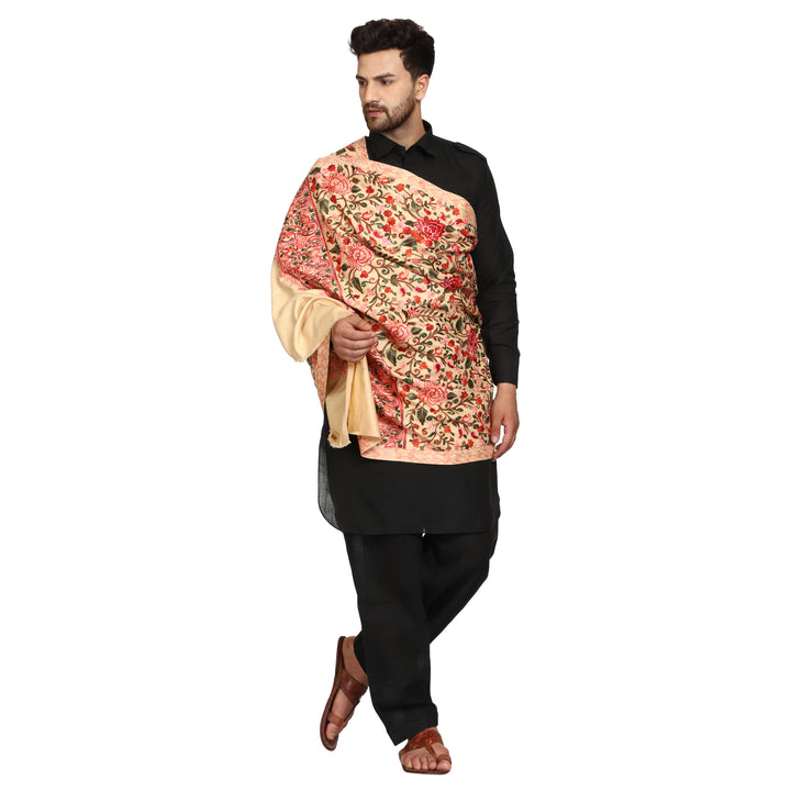 Men's Aari Embroidered Wool Shawl